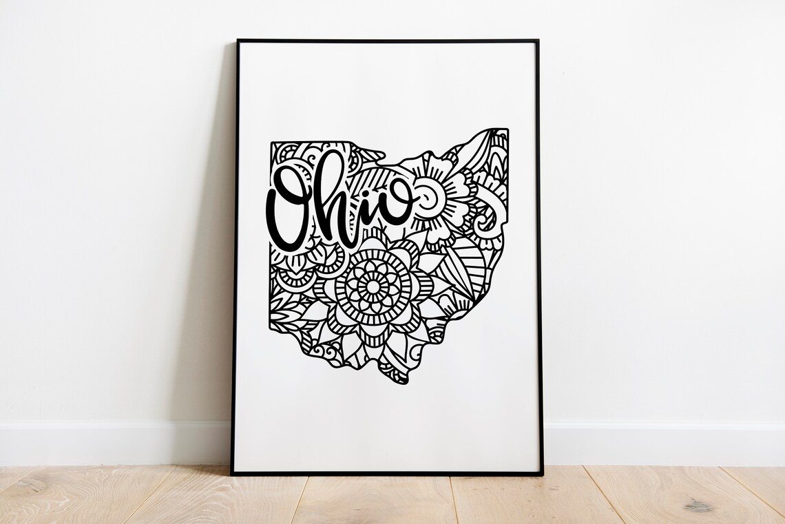 Ohio Mandala Art Print, State Outline Decor