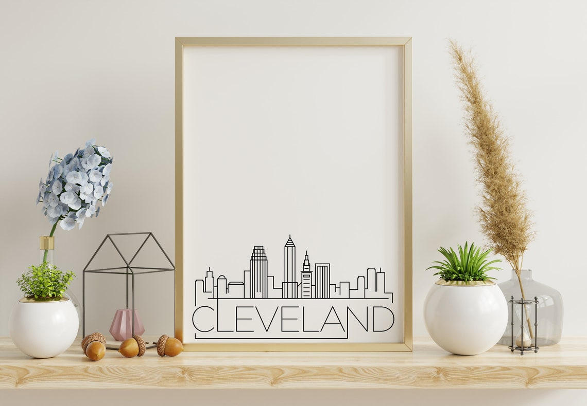 Cleveland Ohio Terminal Tower Minimalist Skyline Line Art Poster - Image 2