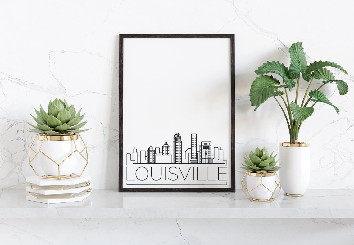 Louisville Kentucky Downtown Towers Minimalist Skyline Line Art Poster - Image 3