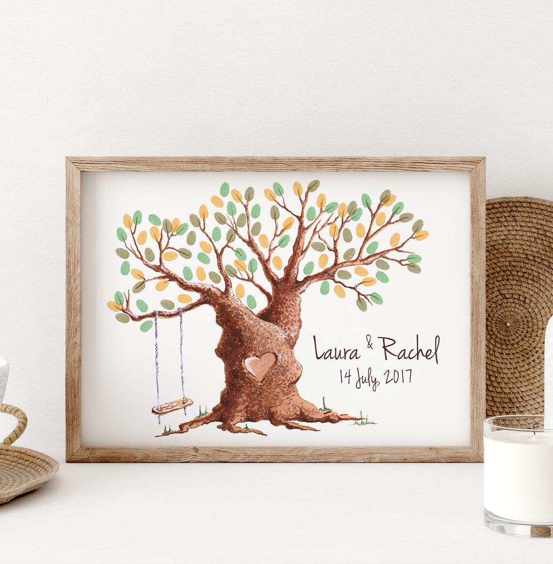 Oil Painting Fingerprint Tree Guest Book Wedding Thumbprint Tree Brown Thumbprint Tree Family Fingerprint Tree - Image 3