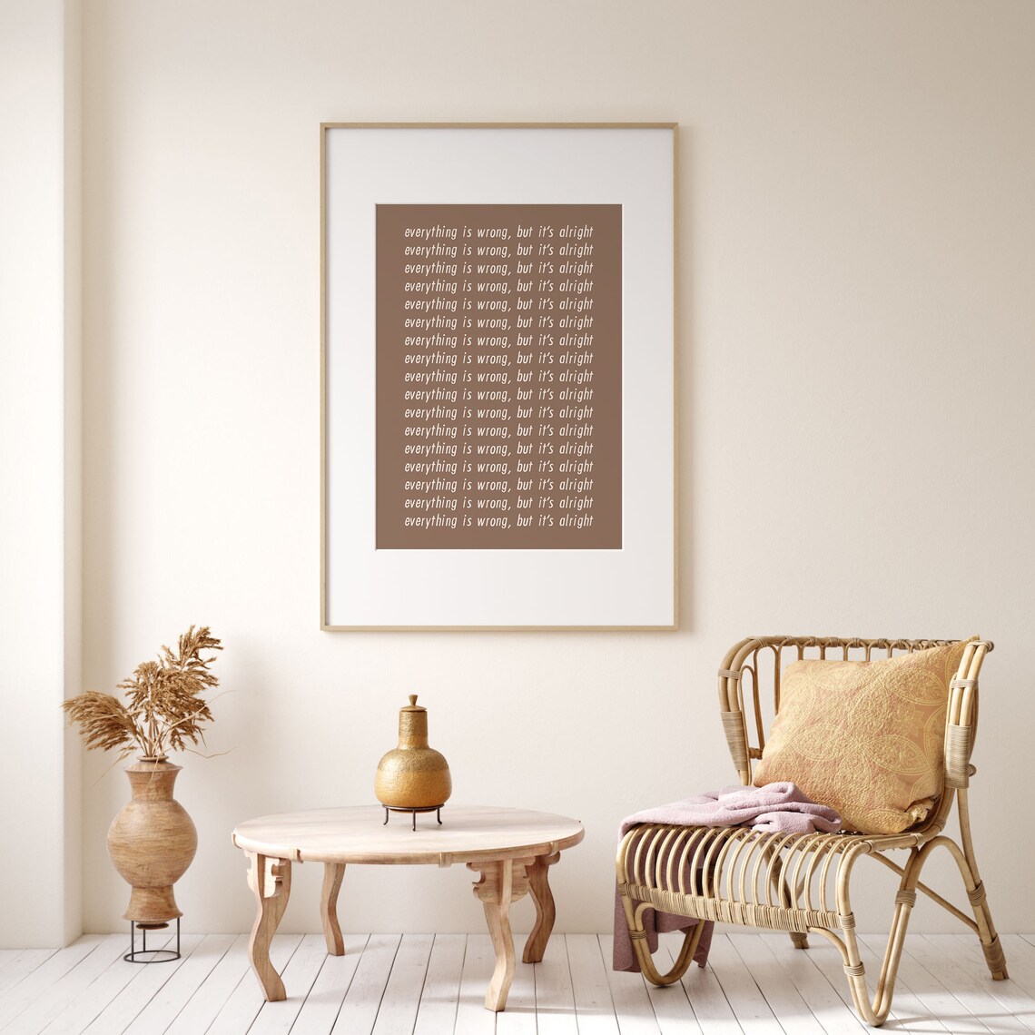 Everything Is Wrong But Its Alright Art Living Room Poster Print Trendy Wall Art Typography Home Decor Instant - Image 3