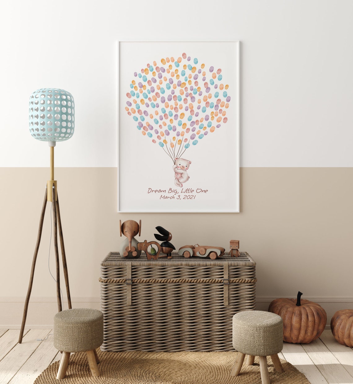 Baby Bear Guest Book Birthday Watercolor Art Print - Image 3