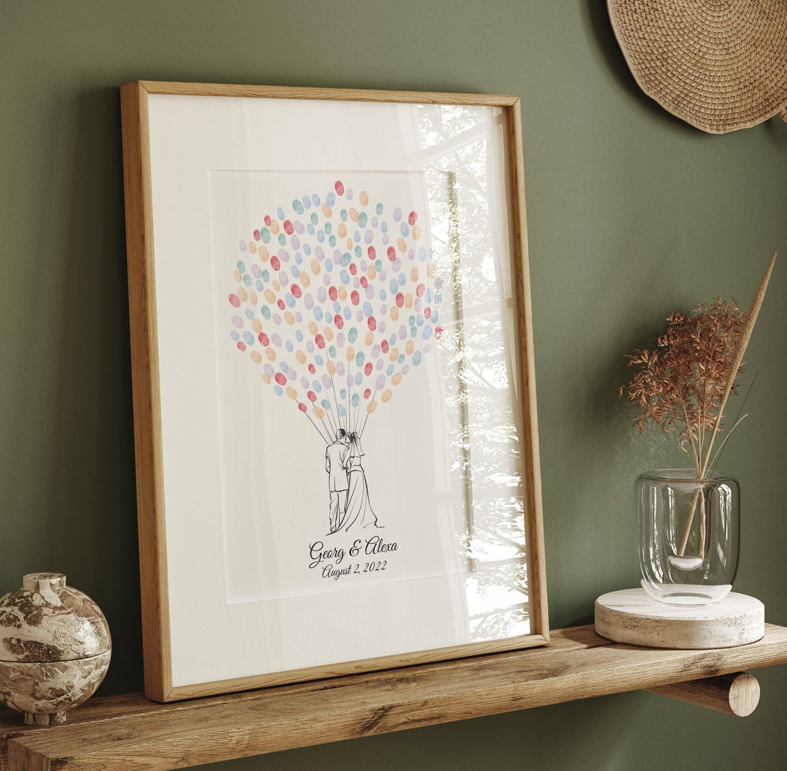 Wedding Fingerprint Guest Book, Couple Balloon Art Print - Image 4