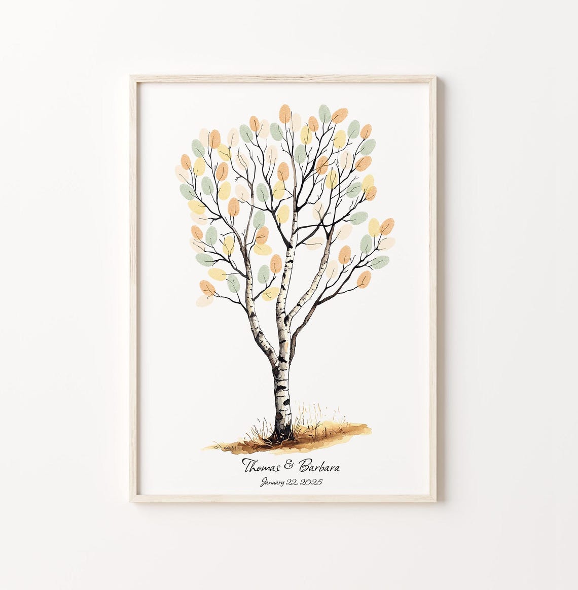 Spring Tree Fingerprint Guest Book Wedding Guestbook Alternative Personalized