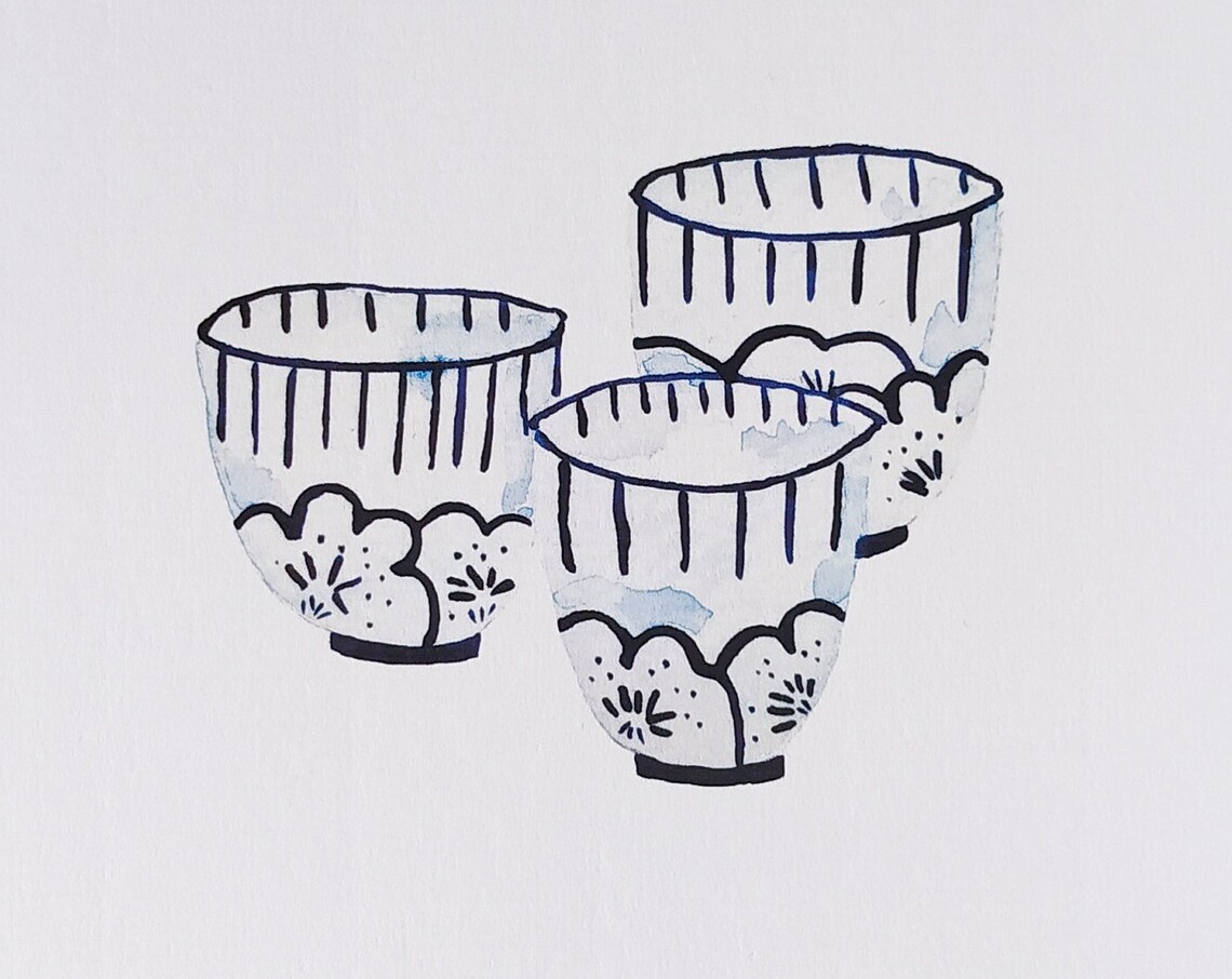 Chinoiserie Porcelain Watercolor Art Print