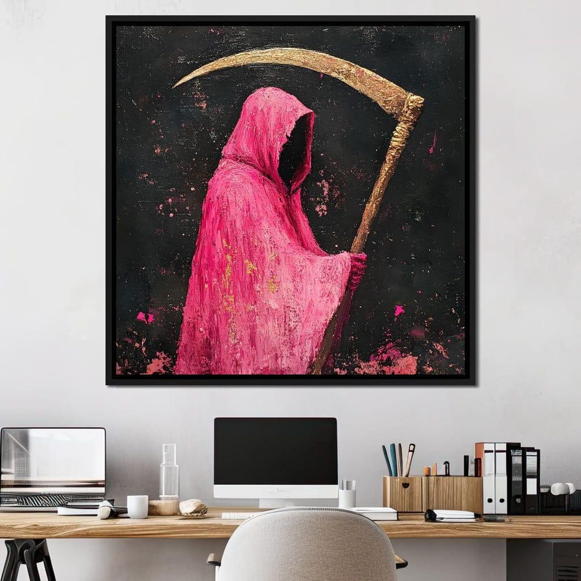Reaper Enigma In Magenta Dark Fantasy Home Decor Gothic Wall Art Eerie Atmosphere Grim Reaper By Nichecanvas - Image 2
