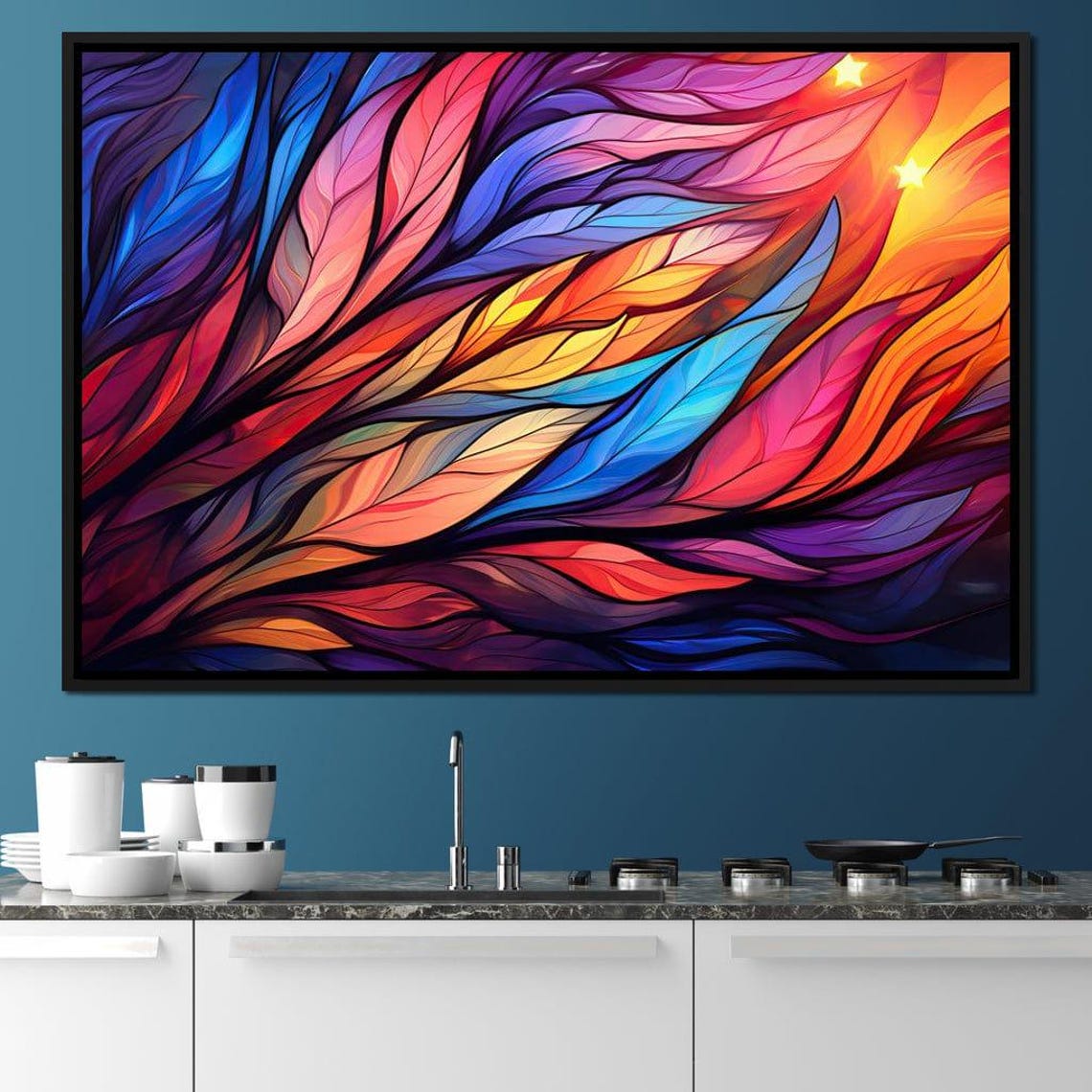 Fiery Feather Abstract Swirl Magenta Five Panel Wall Art Poster - Image 3