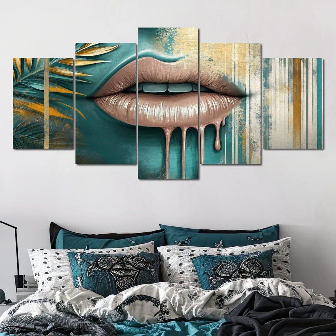 Golden Elegance Lush Essence Glam Decor Wall Art Home Decor Tropical Multi Panel Bold Colors By Nichecanvas - Image 3