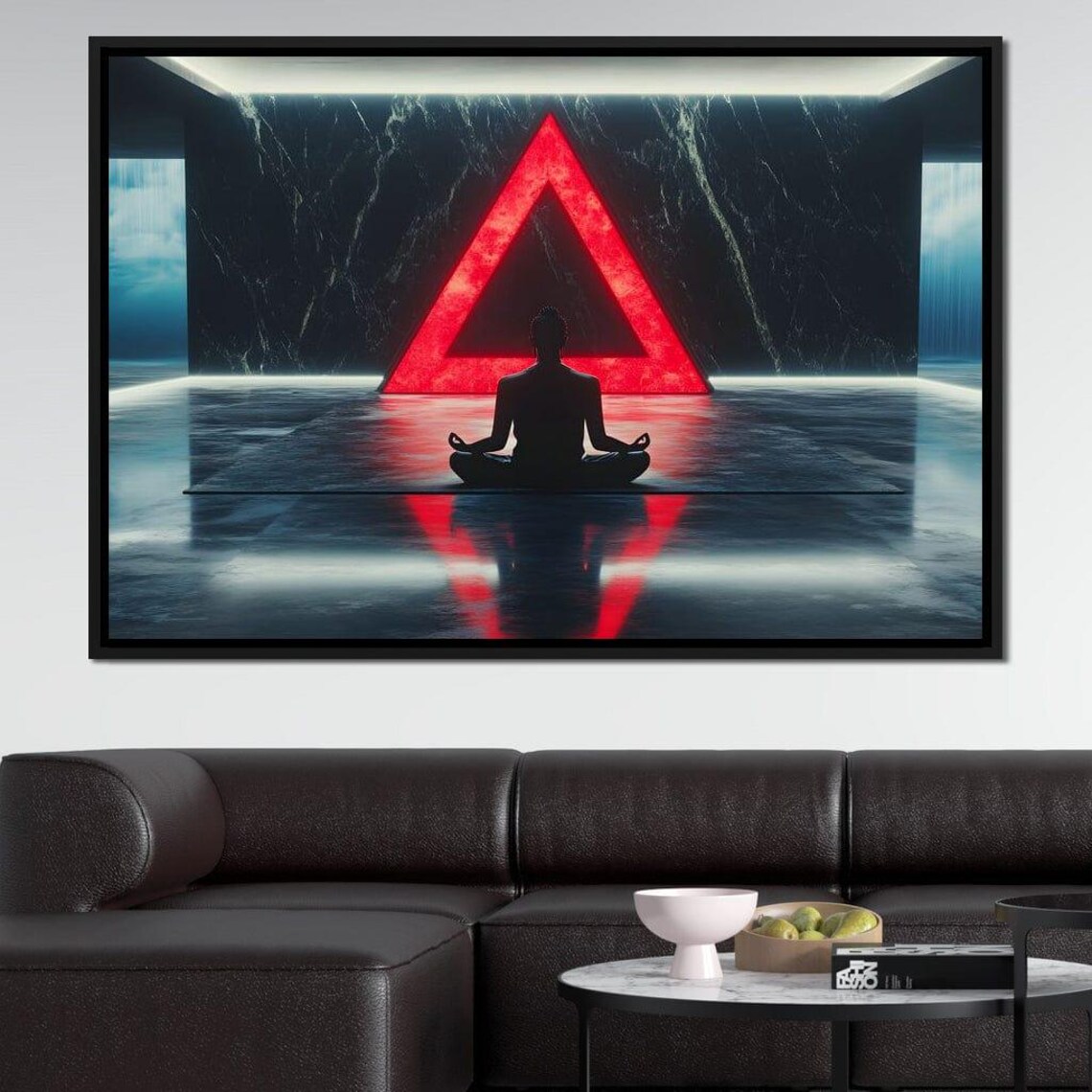 Meditator Silhouette Before a Glowing Red Triangle Zen Sanctuary Poster - Image 4