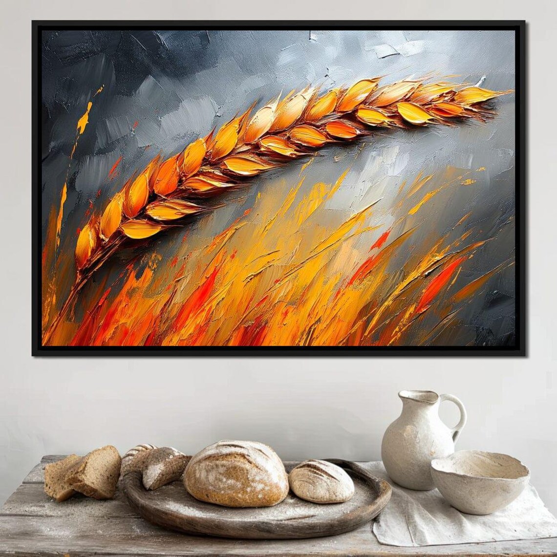 Golden Wheat Ear Orange Strokes Gray Abstract Harvest Nature Poster - Image 3