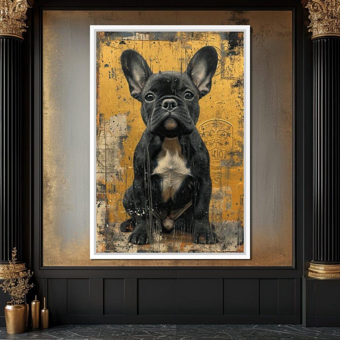 Black French Bulldog Gold Textured Bold Modern Dog Art Poster - Image 3
