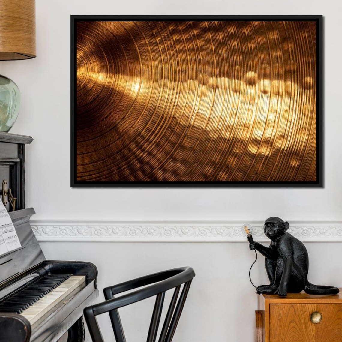 Golden Cymbal Macro Concentric Groove Patterns Drummer Music Wall Poster