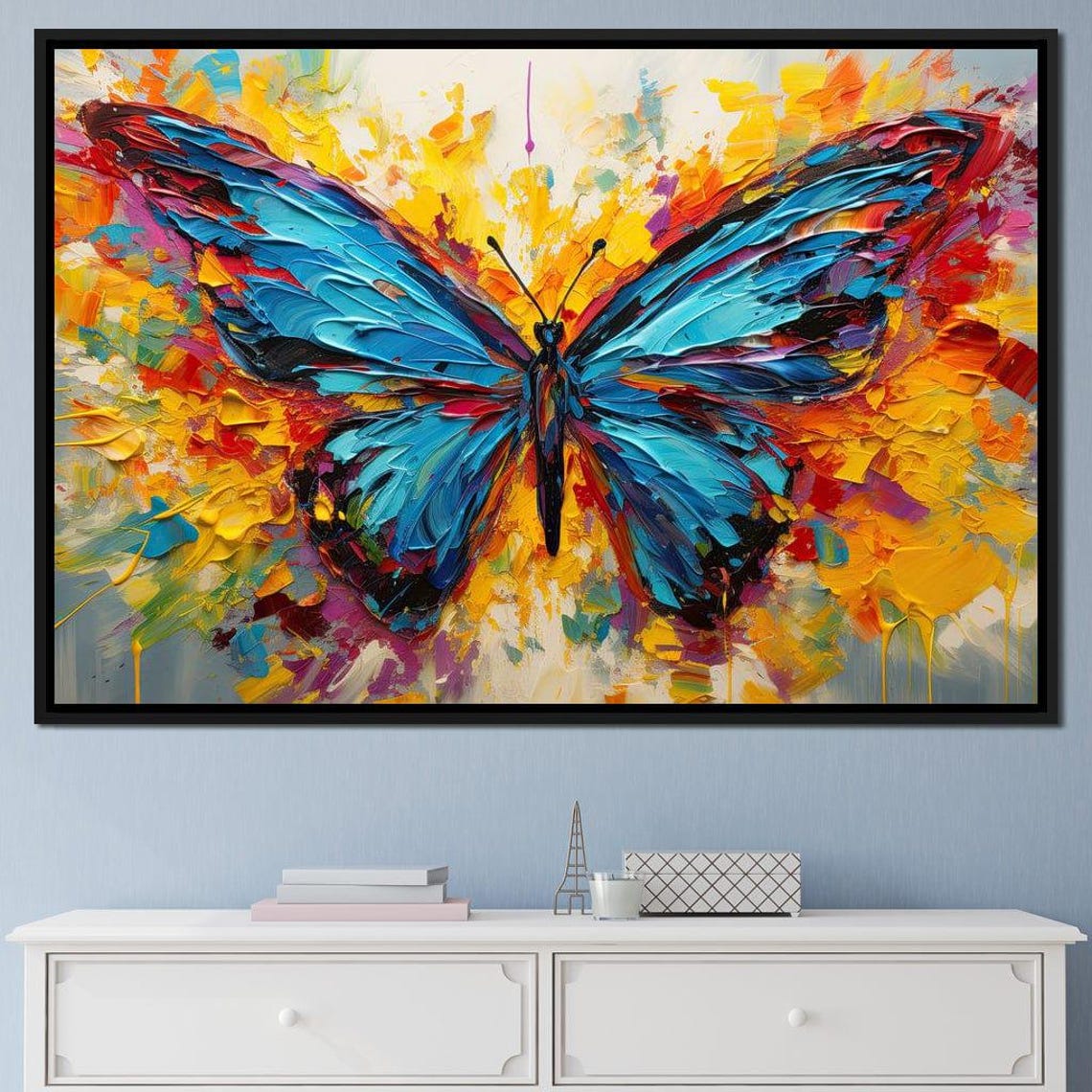 Vibrant Brushstroke Butterfly Colorful Art Butterfly Wall Art Nature Decor Whimsical Artistic Design Multi Panel By Nichecanvas - Image 2
