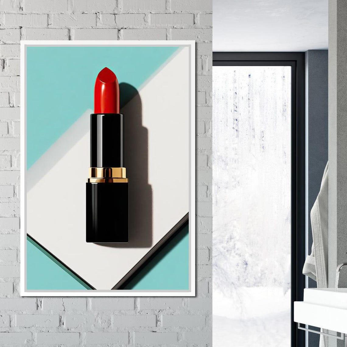 Red Lipstick Turquoise Pop Art Glamorous Beauty Makeup Wall Art Poster - Image 3