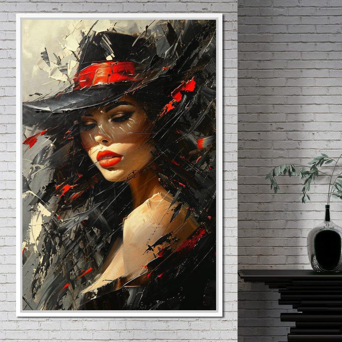 Mystique Fedora Woman Autumn Dramatic Expressionist Portrait Print - Image 2