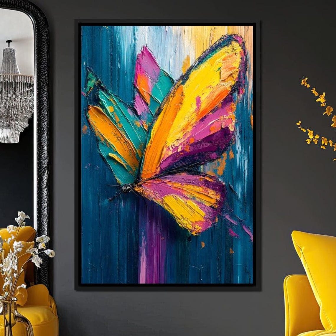 Vibrant Wings Of Fantasy Colorful Butterfly Home Decor Abstract Nature Wall Art Bold Painting By Nichecanvas - Image 4