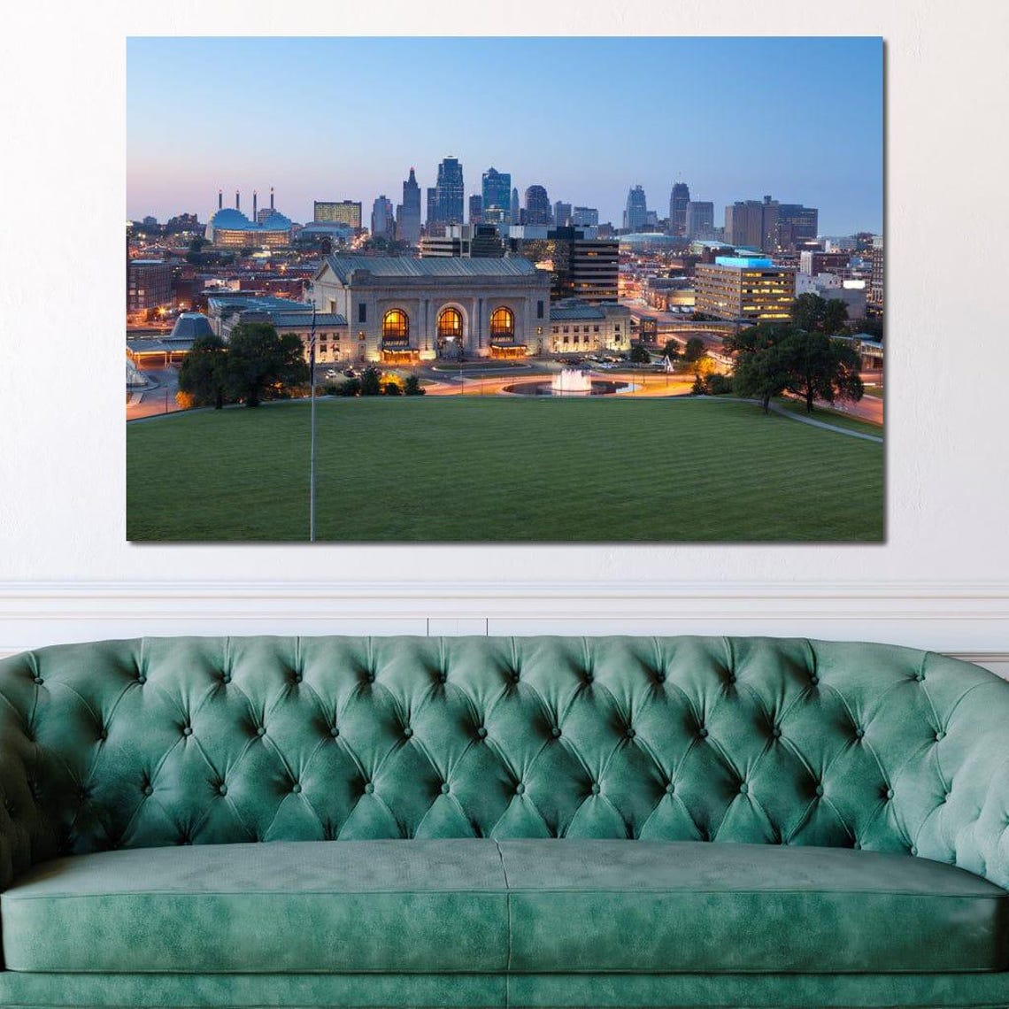Kansas City Skyline Dusk Union Station Downtown Sunset View Poster - Image 3