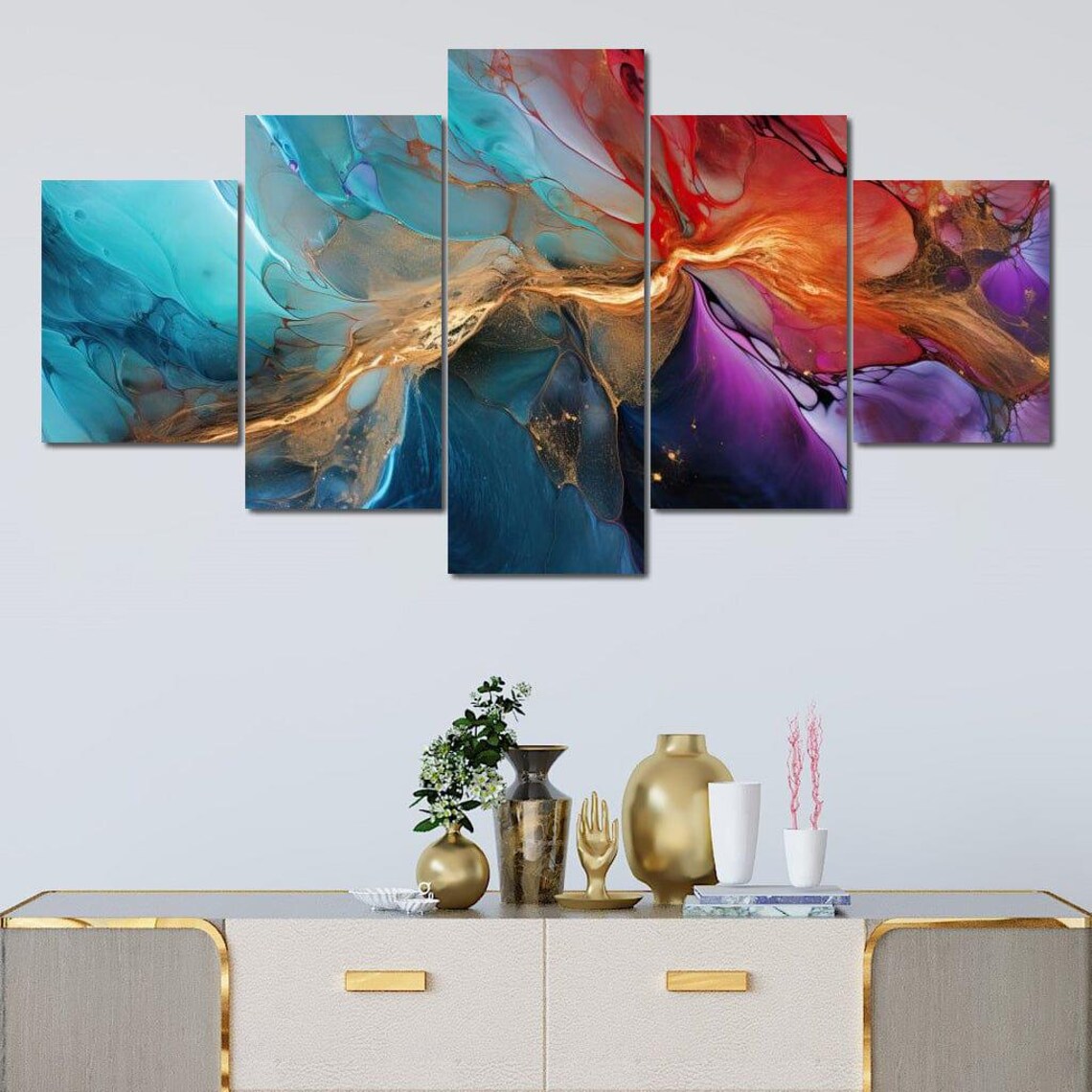 Marbled Movements Abstract Decor, Fluid Art Design - Image 4