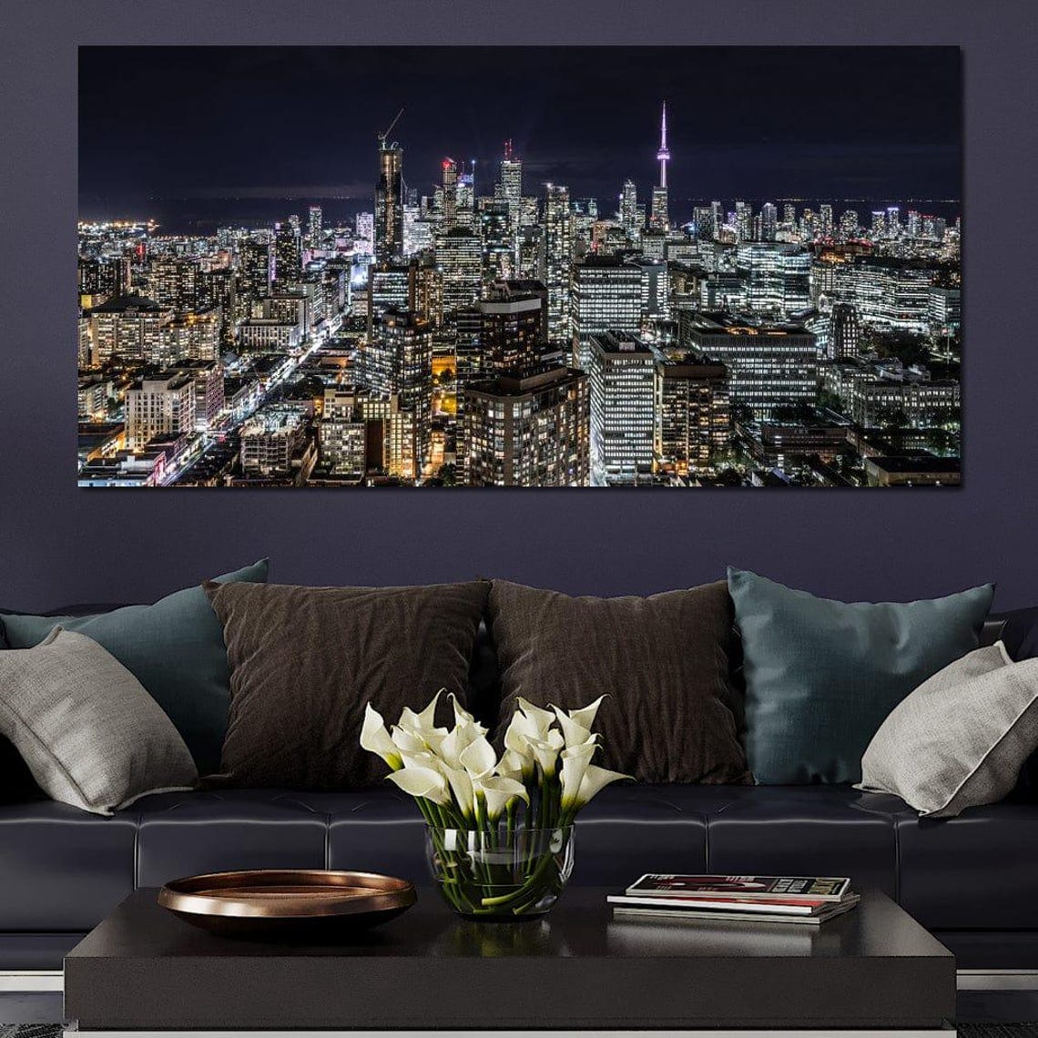 Toronto Skyline Night CN Tower Downtown Lights Cityscape Wall Poster - Image 3