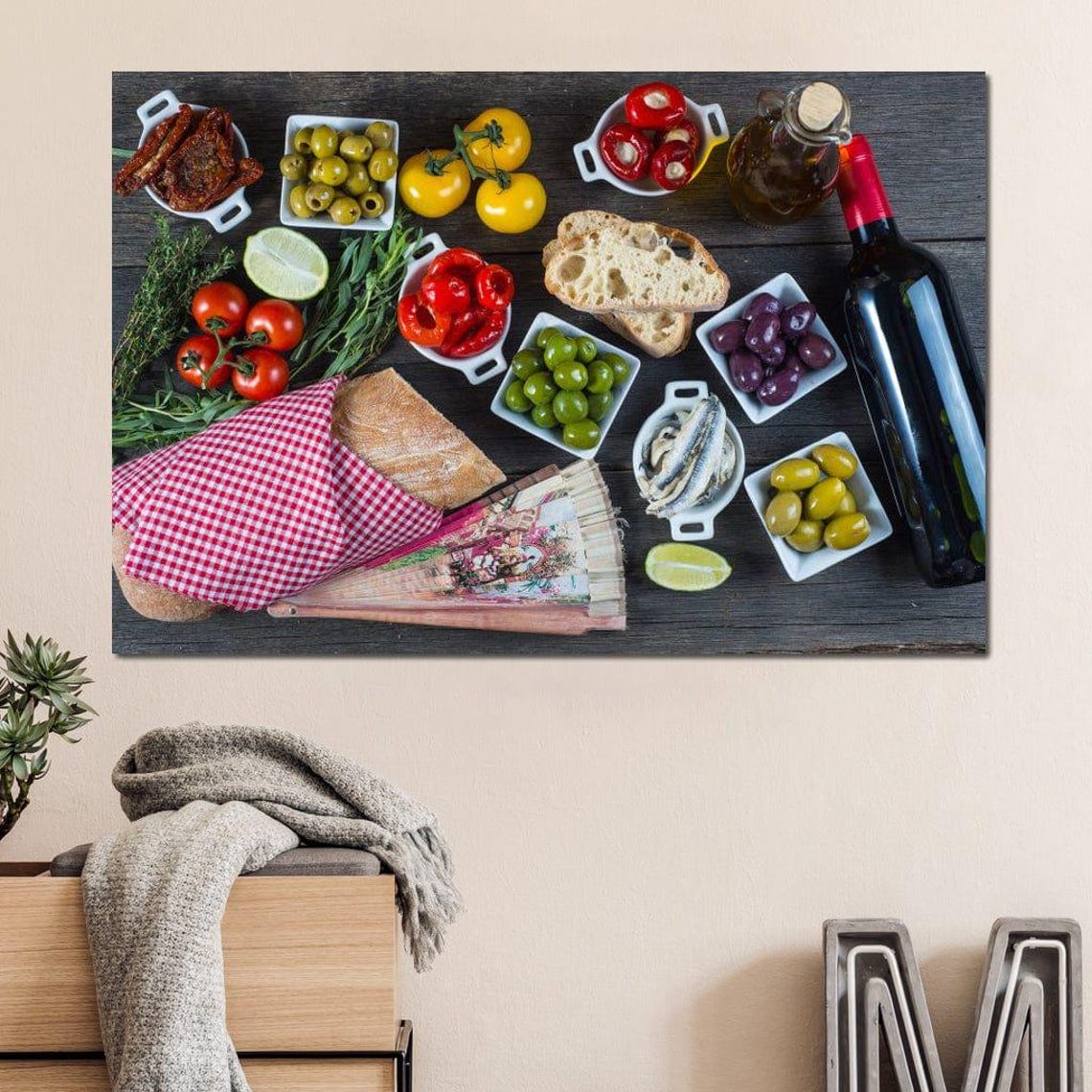 Mediterranean Tapas Spread Kitchen Food Photography Wall Art Poster - Image 3