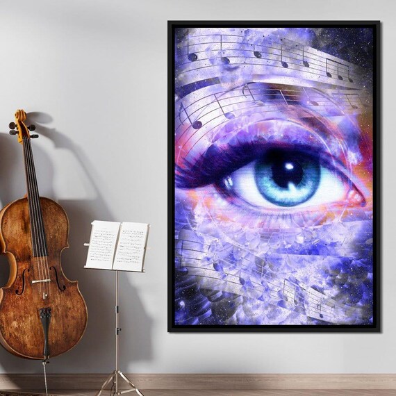 Musical Eye Abstract Sheet Music Purple Blue Fantasy Music Art Wall Poster