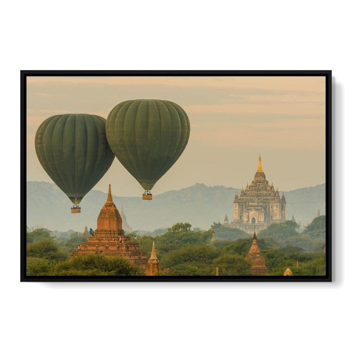 Hot Air Balloon Over Bagan Temples, Travel Poster