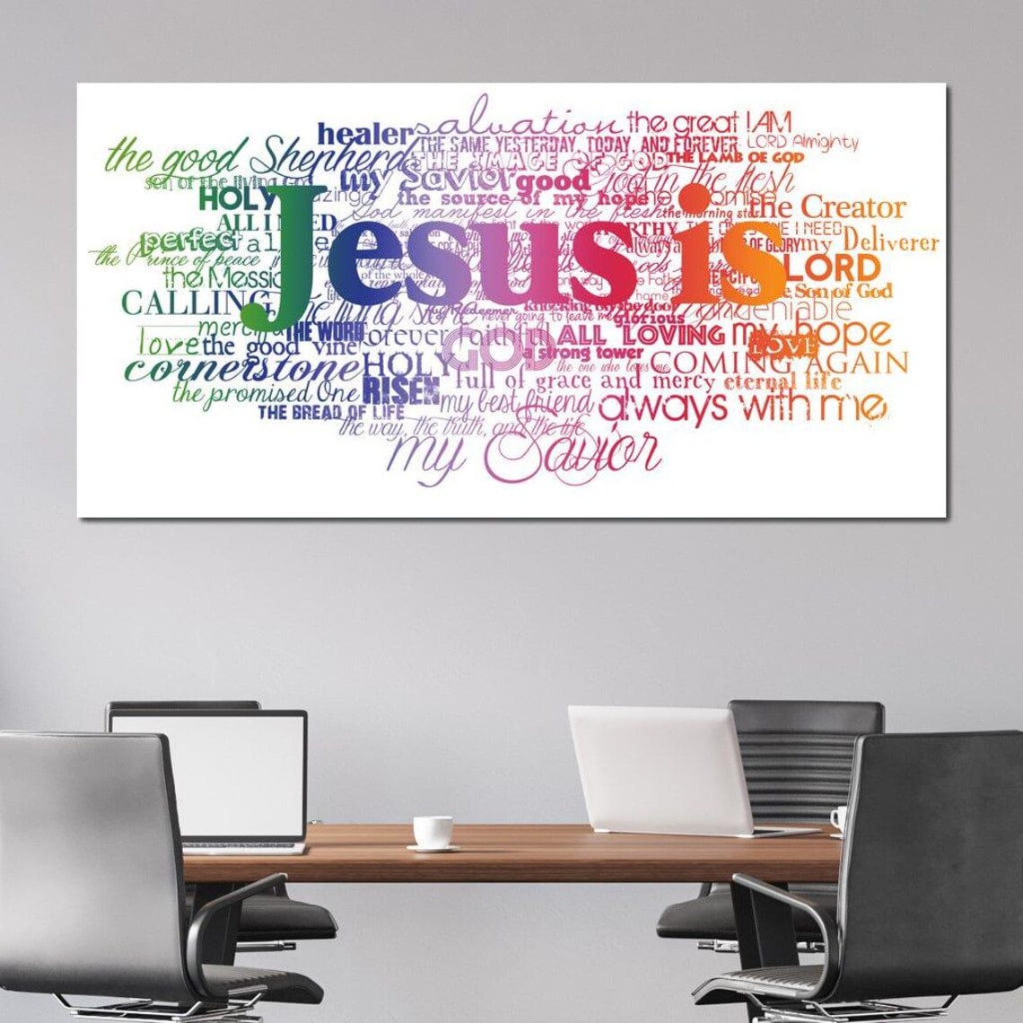 Jesus Is Rainbow Word Art Names Of Christ Christian Typography Poster - Image 2