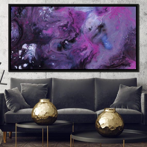 Abstract Purple Black Canvas Modern Wall Art Home Decor Bold Colors Contemporary Statement Piece Living Room Art By Nichecanvas