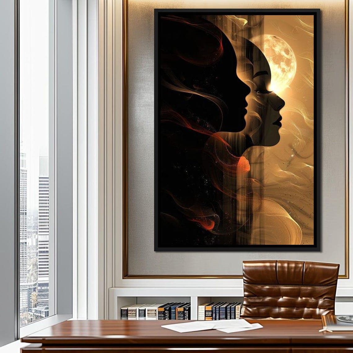 Lunar Silhouettes Dance Mystical Moon Faces Ethereal Art Poster - Image 4