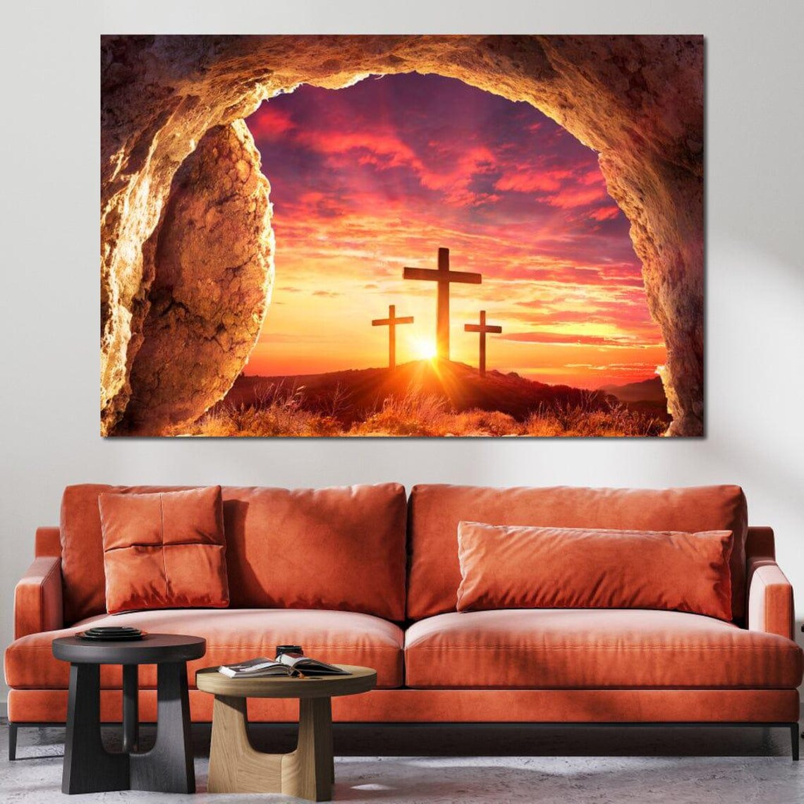 Resurrection Christian Cross Faith Wall Art Print - Image 3