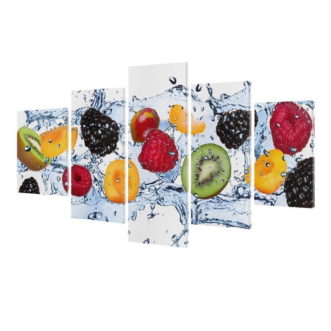 Fresh Fruit Splash Multi Panel Kitchen Citrus Berry Juicy Wall Art - Image 3