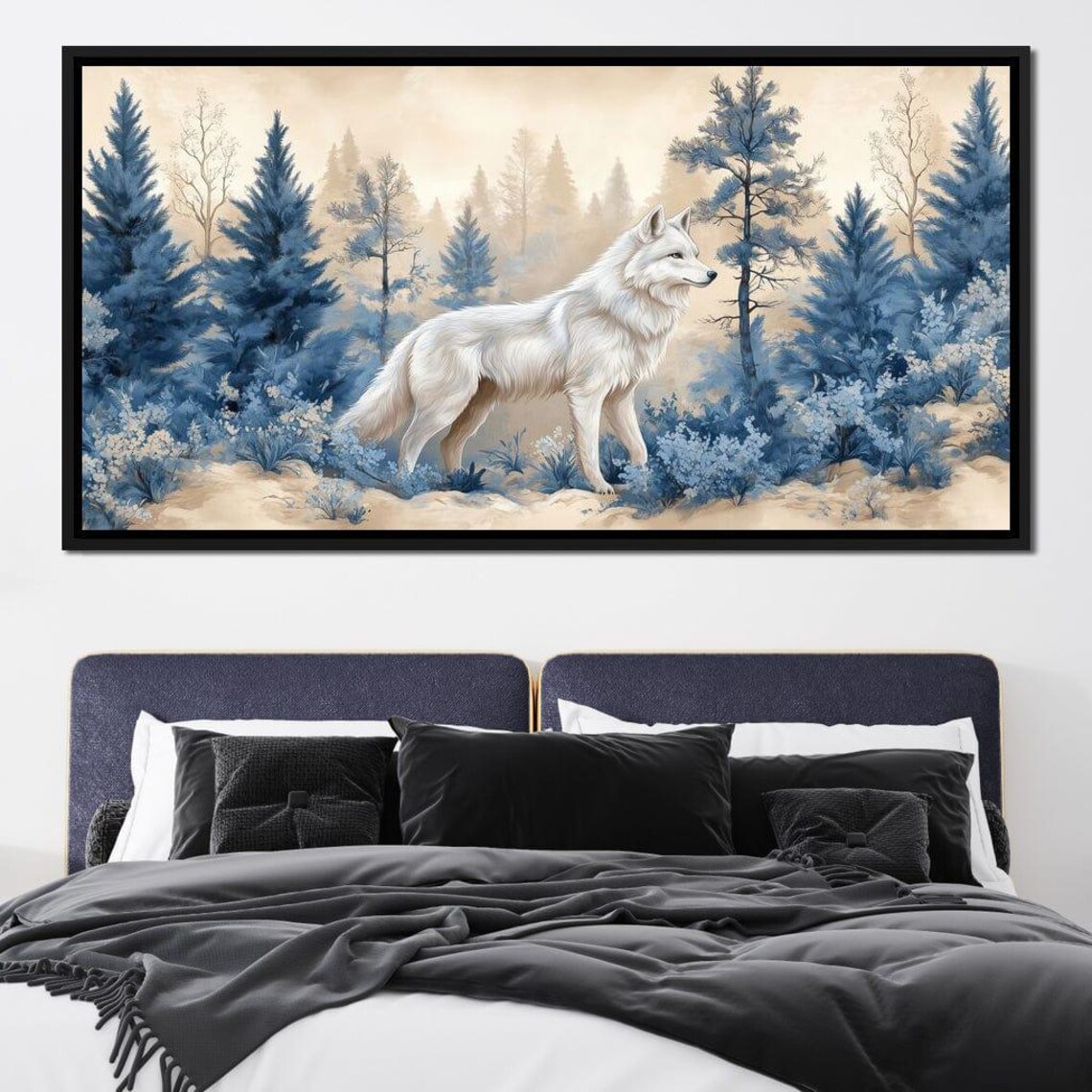 White Wolf Blue Forest Winter Wonderland Pine Trees Wildlife Art Print - Image 4