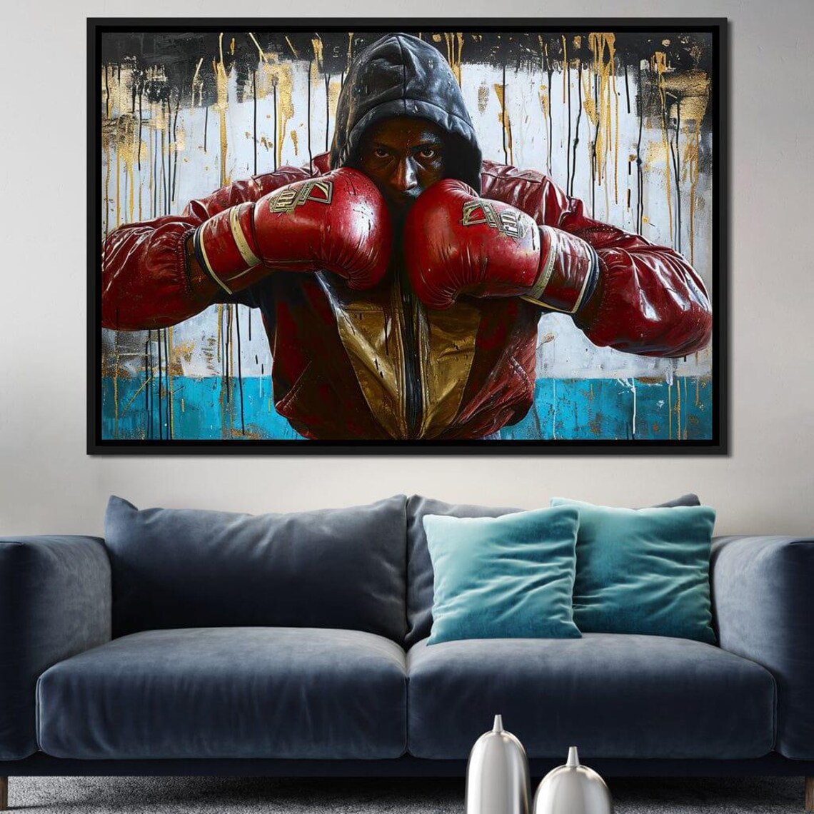 Hooded Boxer Red Gloves Graffiti Style Motivational Sports Wall Art Poster