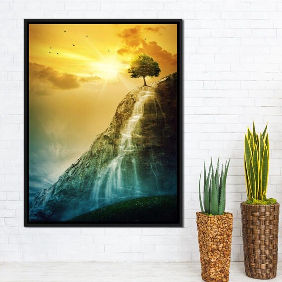 Waterfall Tree, Nature Art Print