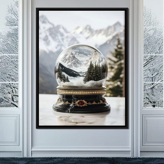 Silent Glacial Wonderland Winter Mountain Scene Home Decor Snow Globe Art Cozy Holiday Gift Scenic Wall Art By Nichecanvas