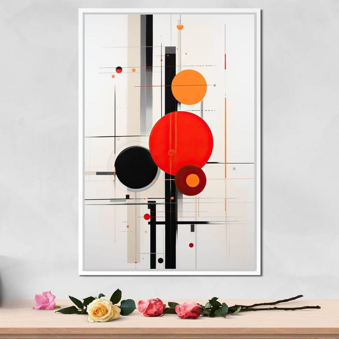 Red Orange Black Circles Geometric De Stijl Abstract Wall Art Print - Image 3