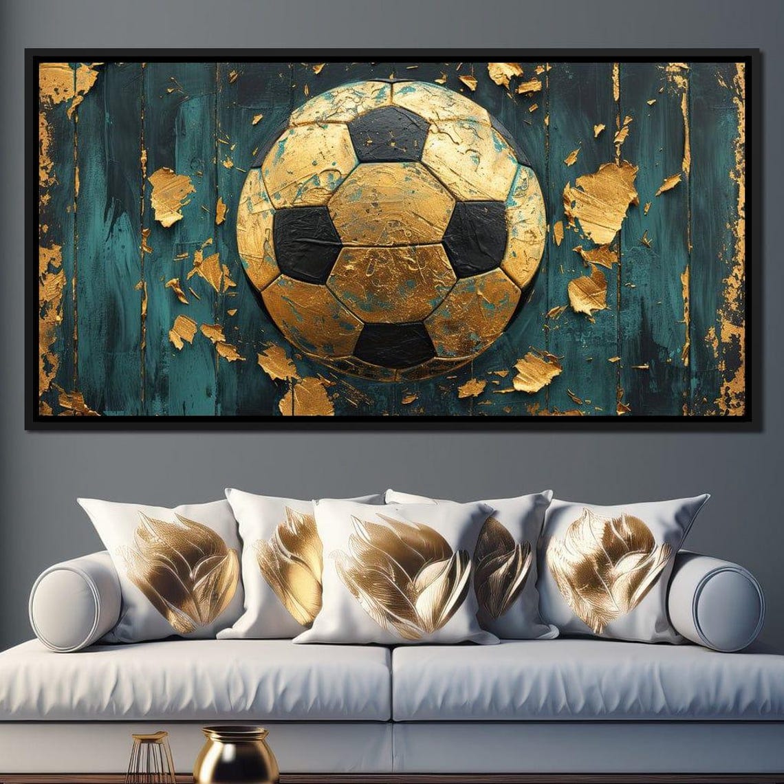 Golden Goal Legacy Soccer Wall Art Football Decor Modern Sports Art Energetic Soccer Fan Gift Unique Home Decor By Nichecanvas - Image 4