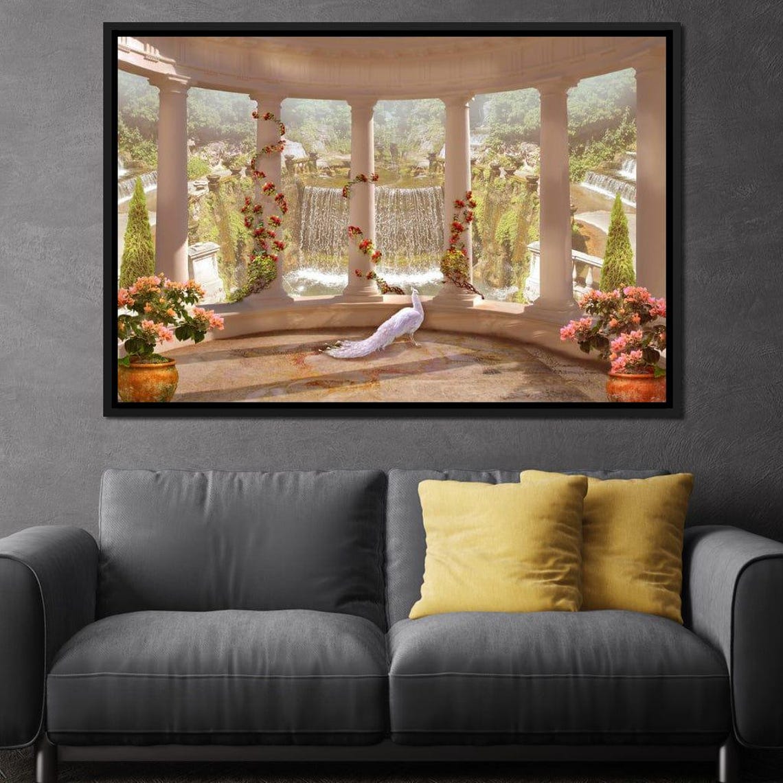 Classical Garden Waterfall Serene Landscape Art Print Nature Wall Decor Romantic Elegant Design Tranquil Setting By Nichecanvas - Image 2