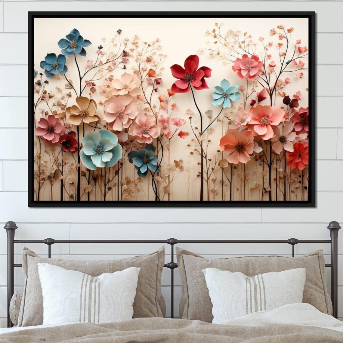 Colorful Paper Cut Wildflower Bouquet On Cream Floral Bloom Poster - Image 2