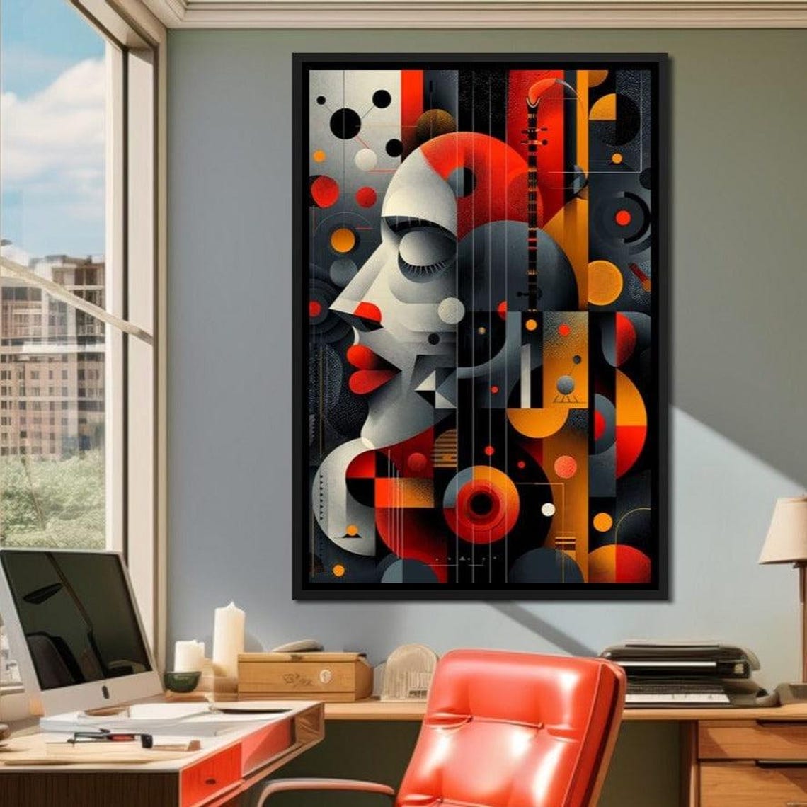 Kaleidoscopic Patterned Dream Vibrant Wall Art Geometric Face Colorful Home Decor Abstract Design Modern Art By Nichecanvas