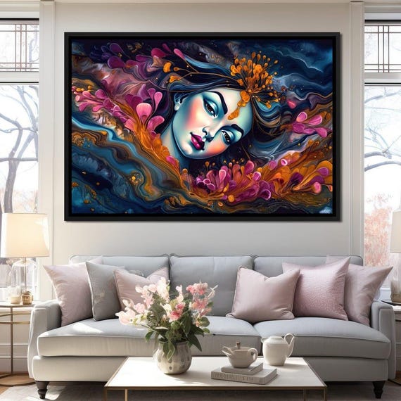 Radhas Fantasy Spiritual Art Indian Goddess Decor Mystical Wall Art Colorful Home Decor Hindu God By Nichecanvas