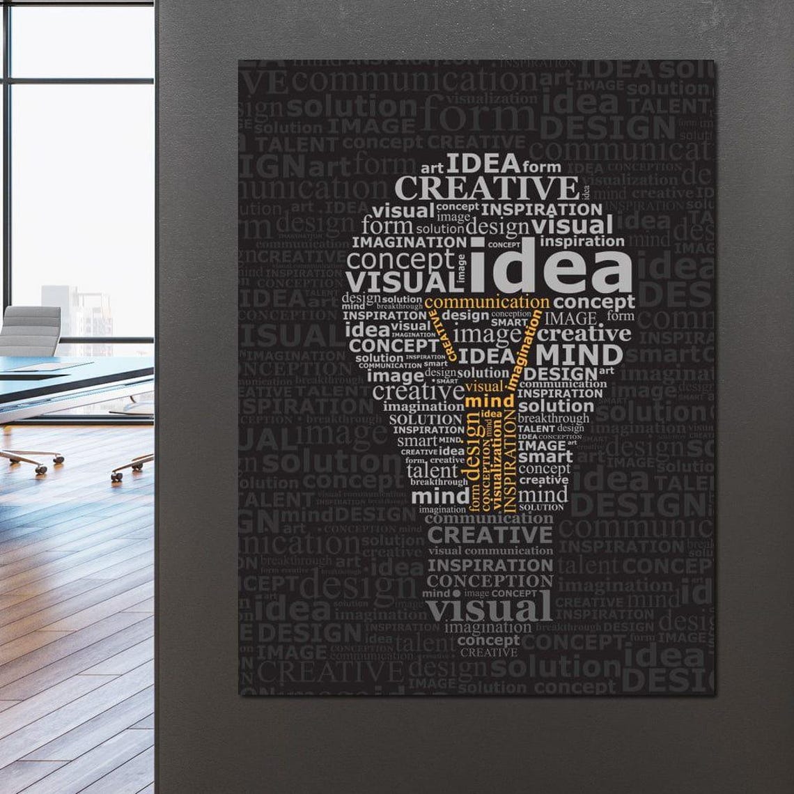 Creative Idea Lightbulb Word Art Black Inspirational Poster For Office - Image 4