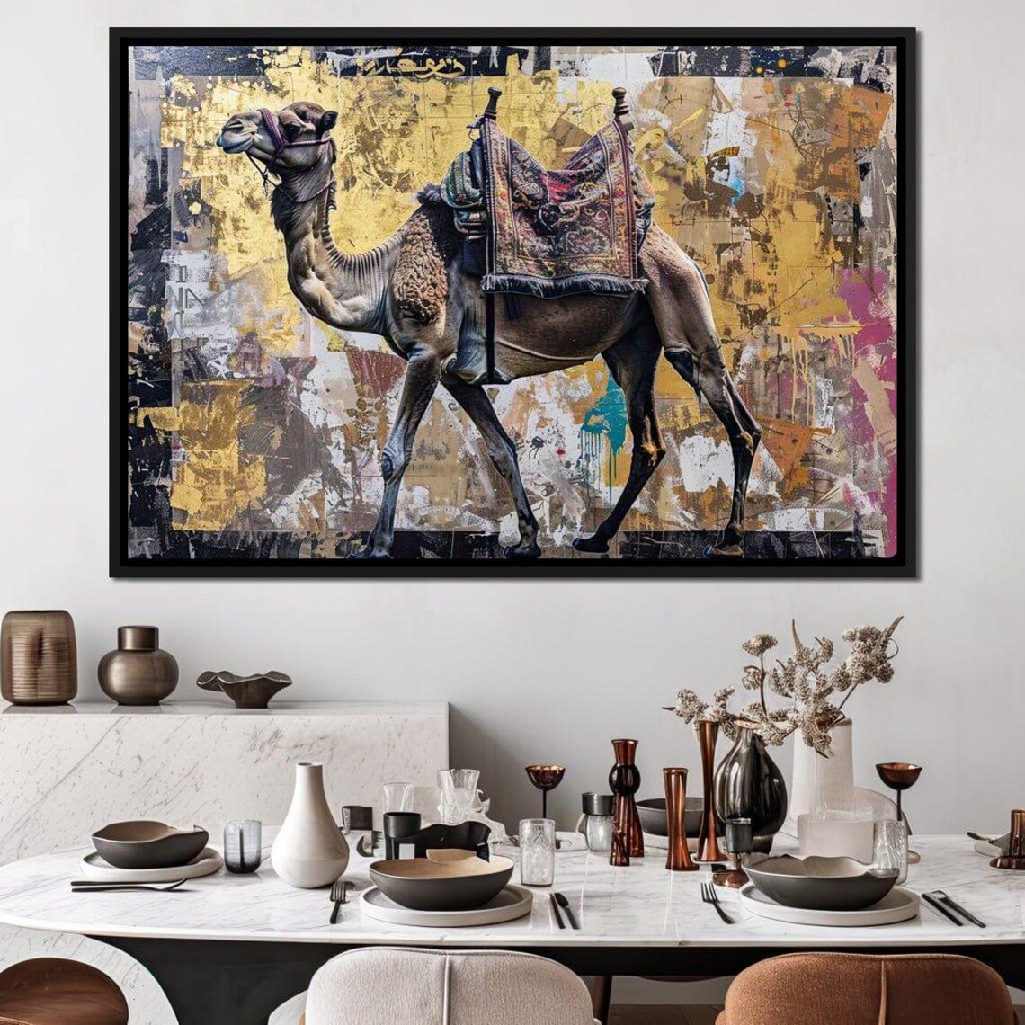 Majestic Camel Golden Journey Ornate Saddle Desert Inspired Wall Print - Image 3