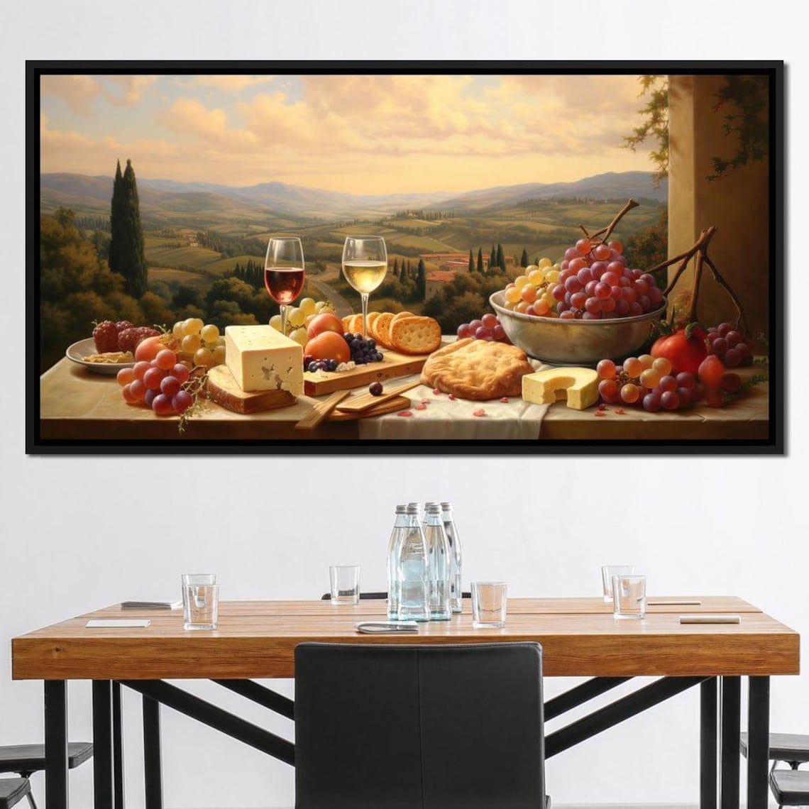 Wine Cheese Valley Rustic Kitchen Art Print - Image 3