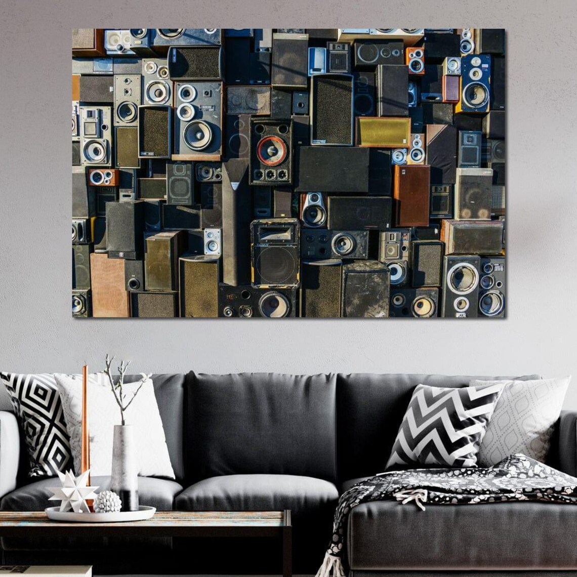 Vintage Speaker Wall Collage Retro Sound System Audiophile Music Room Poster - Image 3