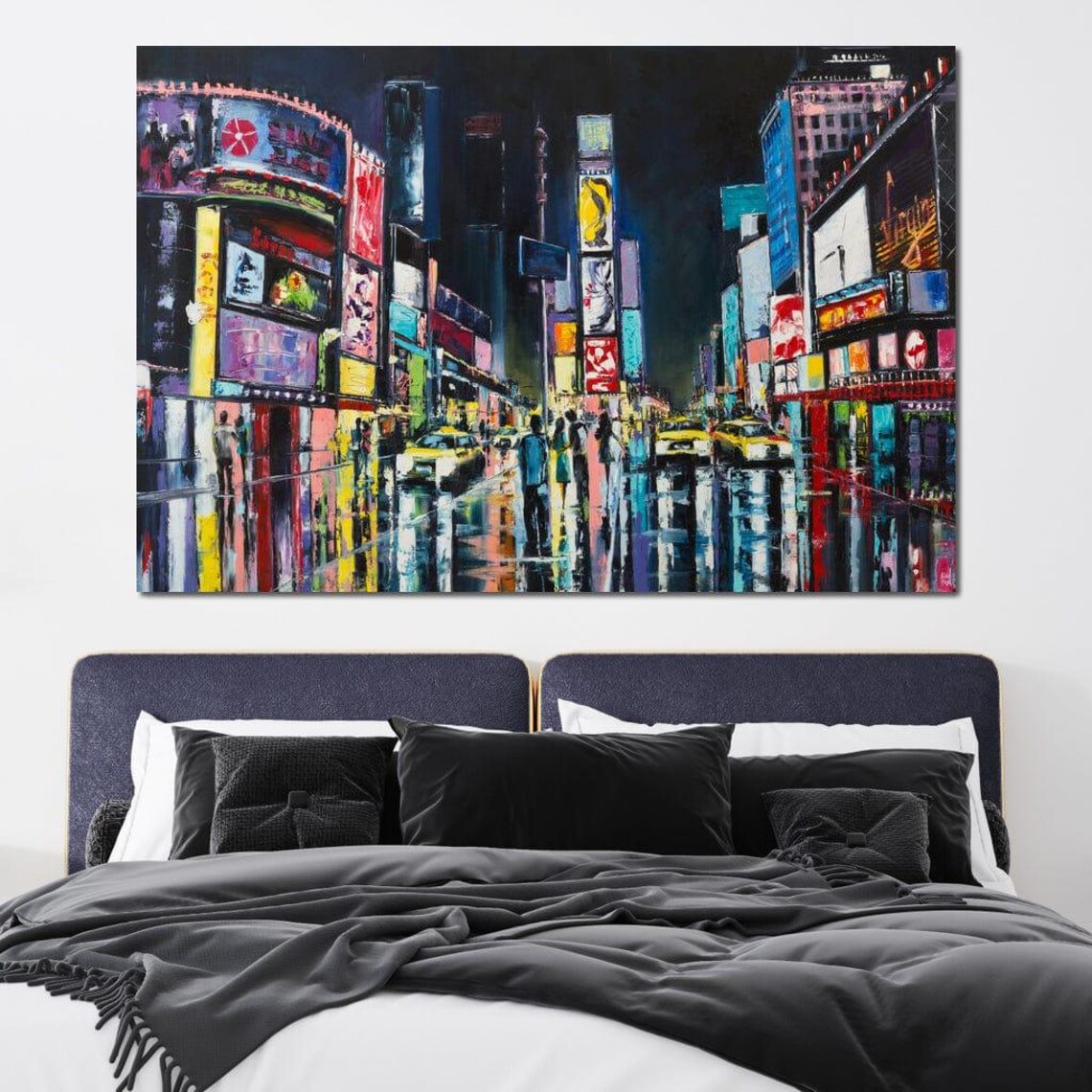 Times Square New York Night Lights Colorful City Street Art Poster - Image 4