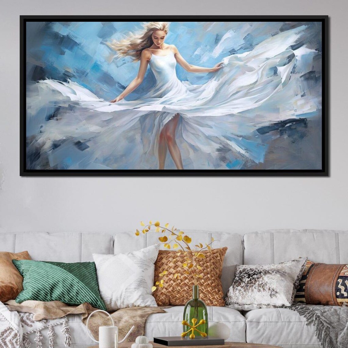 Blue Reverie Graceful Ballerina In White Dress Dreamy Dance Art Poster - Image 3