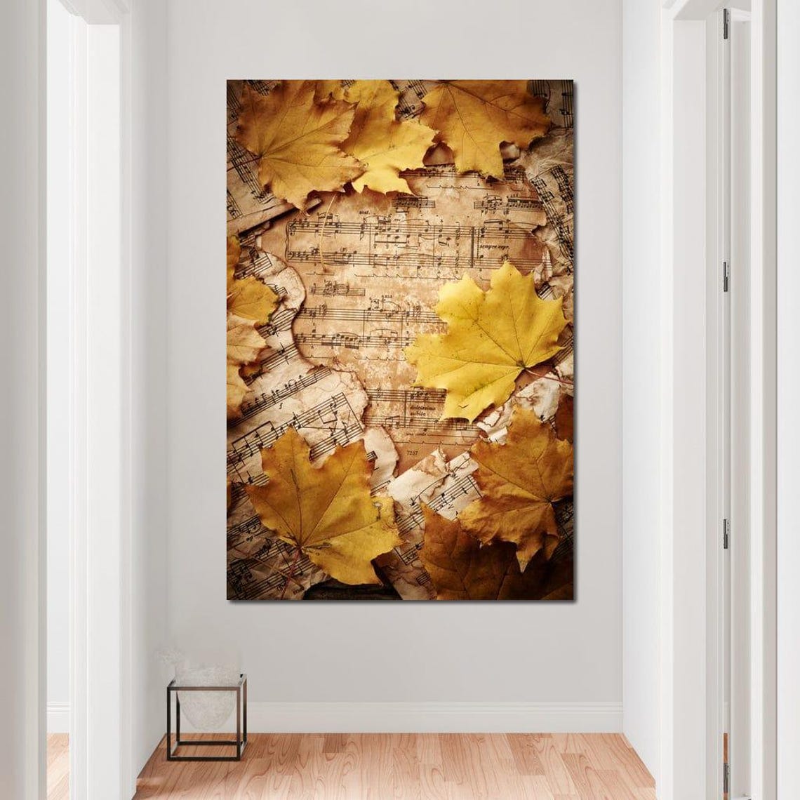 Autumn Maple Leaves Vintage Sheet Music Warm Rustic Art Poster - Image 3