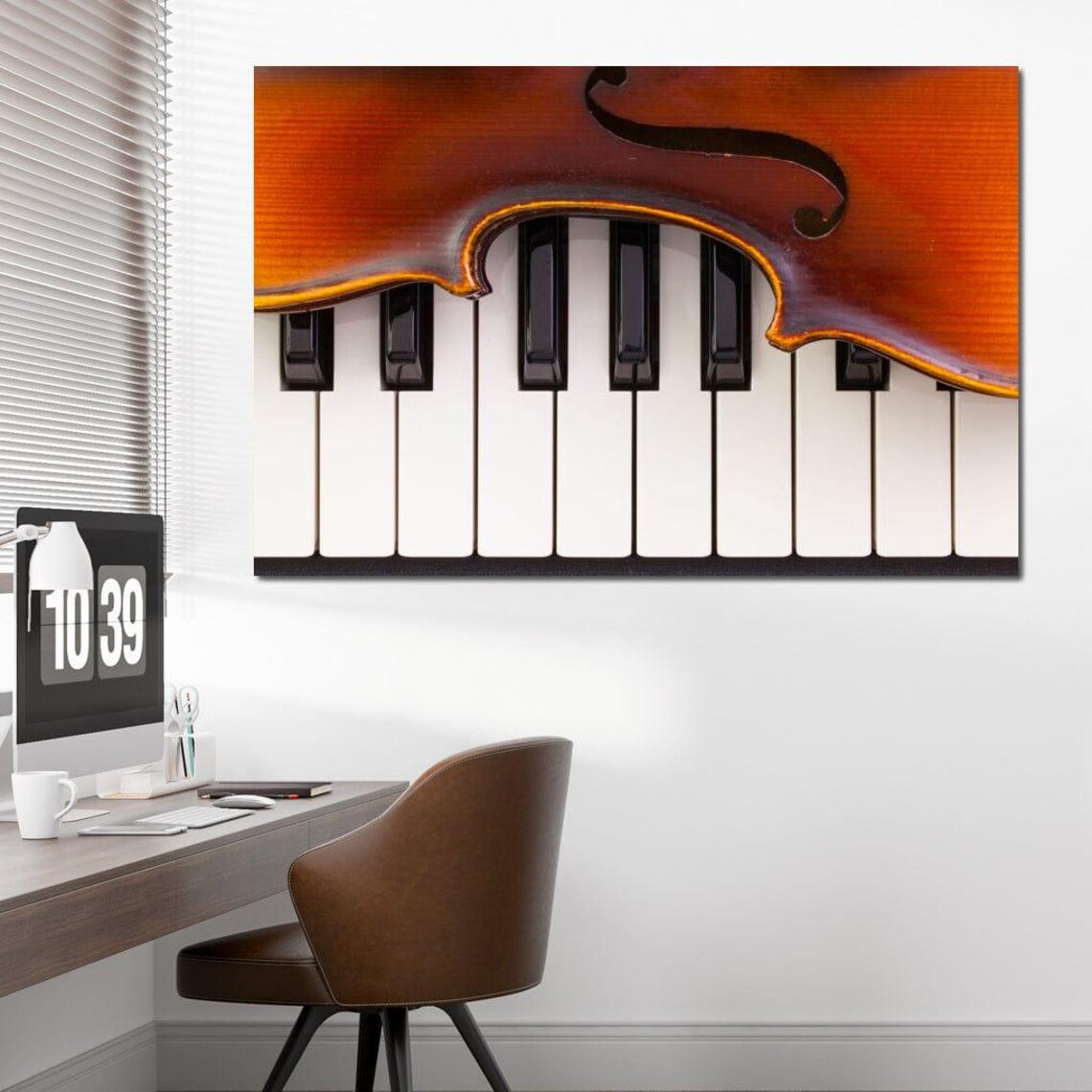 Violin Piano Keys Hybrid Photography Musical Instrument Wall Art Poster - Image 3