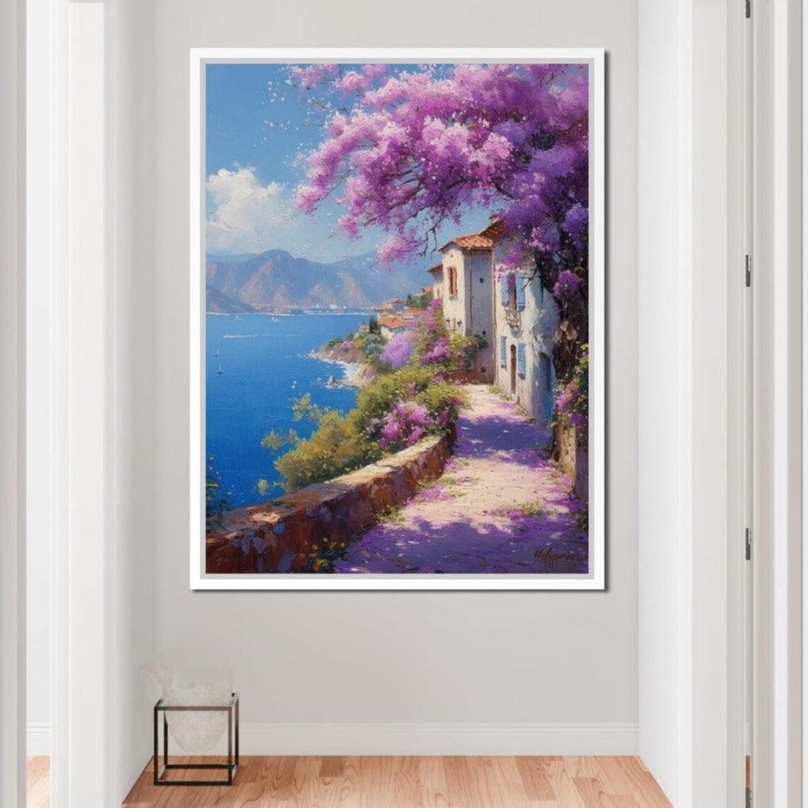Coastal Bloom Promenade, Mediterranean Art Print - Image 4